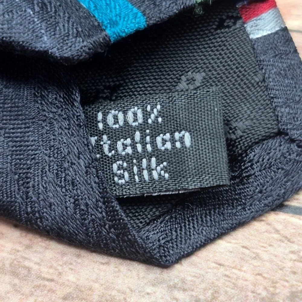 Bugatti Neck Tie 100% Italian Silk Made in USA Geometric Funky Vintage 80's 4